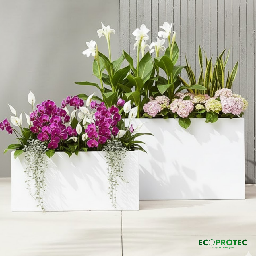 Square & Rectangular Composite Planters – Modern Stone-Texture Finish - Ảnh 8