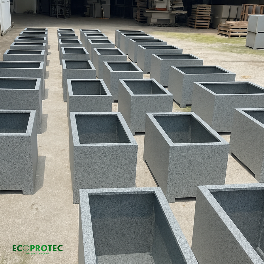 Square & Rectangular Composite Planters – Modern Stone-Texture Finish - Ảnh 10