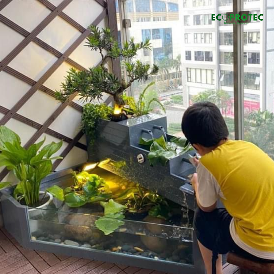 Tiered Composite Planter Combined with Fish Tank – Stone Texture Finish – Premium Outdoor Landscape Decor - Ảnh 6