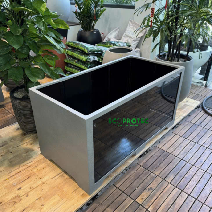 Tiered Composite Planter Combined with Fish Tank – Stone Texture Finish – Premium Outdoor Landscape Decor - Ảnh 7