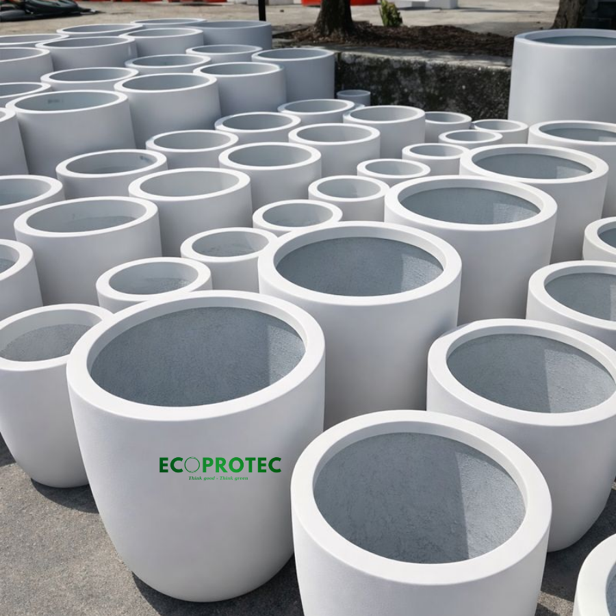 Round Composite Planters (Tall & Low) – Size 46 x 50 cm Durable, Modern Decorative Planters for Indoor & Outdoor Spaces - Ảnh 8