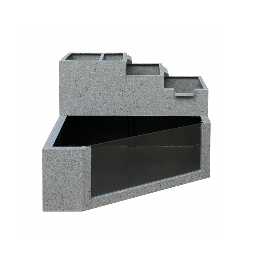 Tiered Composite Planter Combined with Fish Tank – Stone Texture Finish – Premium Outdoor Landscape Decor
